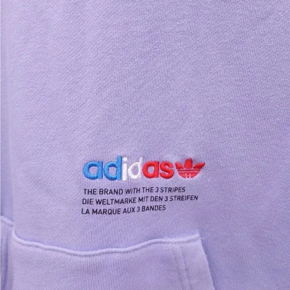 Adidas Tricolor Hoodie Lavender Trefoil Small Pullover - Picture 3 of 13